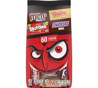 M&M'S Cioccolato al latte, Ciuccio Skittles, Original & Twix, dimensioni divertenti e mini imballato singolarmente, assortimento di caramelle, 60 pezzi