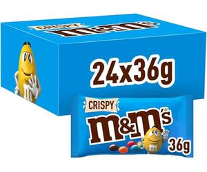 M&M's Crispy Confetti Cioccolato con Riso Soffiato 24 Bustine 864g | Confetti croccanti al cioccolato al latte con riso soffiato, formato multipack ideale per Halloween