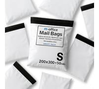 M-office Buste Spedizione Adesive 100 pz S (200×250+50 mm) Buste Spedizione Impermeabili Autoadesive Resistenti per Abbigliamento, Pacchi e Negozi Online - Riciclabili con Chiusura Forte