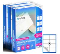 M-office Etichette Adesive A4 Compatibili con Label Printer - Fogli Adesivi, Etichette Bianche per Uso Quotidiano, Carta Adesiva Stampabile per Scrivere (8 etichette per foglio, 300 fogli)