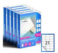 M-office Etichette Adesive A4 Compatibili con Label Printer - Fogli Adesivi, Etichette Bianche per Uso Quotidiano, Carta Adesiva Stampabile per Scrivere (21 etichette per foglio, 500 fogli)