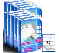 M-office Etichette Adesive A4 Compatibili con Label Printer - Fogli Adesivi, Etichette Bianche per Uso Quotidiano, Carta Adesiva Stampabile per Scrivere (72 etichette per foglio, 1000 fogli)