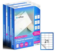 M-office Etichette Adesive A4 Compatibili con Label Printer - Fogli Adesivi, Etichette Bianche per Uso Quotidiano, Carta Adesiva Stampabile per Scrivere (21 etichette per foglio, 300 fogli)