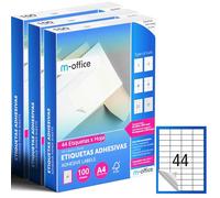 M-office Etichette Adesive A4 Compatibili con Label Printer - Fogli Adesivi, Etichette Bianche per Uso Quotidiano, Carta Adesiva Stampabile per Scrivere (44 etichette per foglio, 300 fogli)