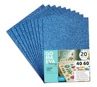 m-office Fogli di Gomma Eva Colorata Glitterata, Gomma Crepla per Scrapbooking, Scuola, Cartoncini Creativi, Lavoretti, Torte Scenografiche, Scuola o Progetti Artistici 40x60cm (Blu, 20uds)