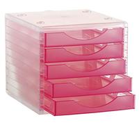 M-Office Freya Módulo 4005 De con 5 Cajones Color Traslúcido Fabricado En Poliestireno Resistencia Válido para Formatos DIN A4, Folios Y Subcarpetas,