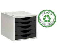 M-Office Freya Módulo Sostenible Ecogreen 4005 De con 5 Cajones Color Opaco, Producto 100% Reciclado Y Reciclable, Válido para Formato DIN A4, Folio Y Subcarpeta (Negro)