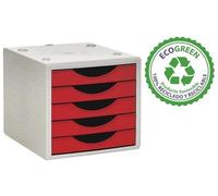 M-Office Freya Módulo Sostenible Ecogreen 4005 De con 5 Cajones Color Opaco, Producto 100% Reciclado Y Reciclable, Válido para Formato DIN A4, Folio Y Subcarpeta (Rojo)