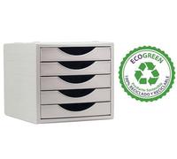 M-Office Freya Módulo Sostenible Ecogreen 4005 De con 5 Cajones Color Opaco, Producto 100% Reciclado Y Reciclable, Válido para Formato DIN A4, Folio Y Subcarpeta (Gris)