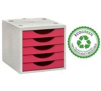 M-Office Freya Módulo Sostenible Ecogreen 4005 De con 5 Cajones Color Opaco, Producto 100% Reciclado Y Reciclable, Válido para Formato DIN A4, Folio Y Subcarpeta (Fucsia)