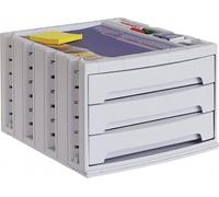M-Office Freya Módulo Sostenible Serie 6000 Resistencia Producto 100% Reciclado Y Reciclable con 3 Cajones Grandes Y Carcasa En Color Gris