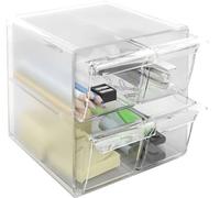 m-office Kali Organizador Modular Apilable Archicubo Fabricado En Poliestireno Transparente Con 4 Cajones Pequeños (Cristal Transparente)