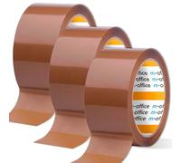 m-office Nastro Adesivo, Nastro Adesivo Marrone da Imballaggio, Rotolo di Nastro per Scatole da Imballaggio, Spedizioni, Traslochi e Artigianato, Sigillo Sicuro e Resistente (3 unità, 48mmx120m)