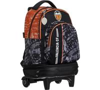 m-office Zaino Scolastico con Ruote per Giovani Tre Scomparti, Valencia CF, Doppia Cerniera con Carrello Rimovibile 34,5x44,5x23cm Colore Nero (Valencia)