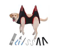 (M, Red) Pet Dog Grooming Hammock Harness With Nail Clippers, Trimmer, Nail File, Comb,breathable Dog Hammock Restraint Bag, Dog Grooming Sling Helper