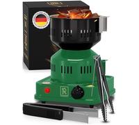 M. ROSENFELD Accendifuoco elettrico per narghilè FIRE Tower 3.0 con cavo extra lungo da 150 cm, cestello rimovibile per carbone e 2 pinze. Spirale in acciaio 304 per una maggiore durata! Verde