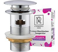 M. ROSENFELD HOME Piletta Click Clack per Lavabo del Bagno con Troppopieno e Coperchio - Universale Scarico G1-1/4 Pollici - Tappo Lavandino del Bagno in Acciaio Inox per Lavabo e Bidet