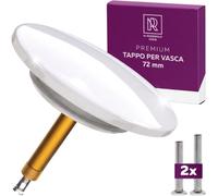 M. ROSENFELD HOME Tappo Vasca Universale Ø 72 Premium, Tappo per Vasca da Bagno in Ottone con Doppia Guarnizione, Chiusura per Tutte le Vasche da Bagno, Bianco