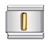 M&S A-Z - Ciondolo italiano da 9 mm con lettera iniziale dell'alfabeto, oro e argento, compatibile con bracciale di nomina, Metallo