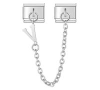 M&S - Catena di sicurezza A-Z, con lettera dell'alfabeto, in argento, 9 mm, compatibile con braccialetti Nomination, 9mm, Metallo, Nessuna pietra preziosa
