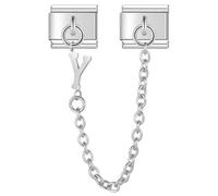 M&S - Catena di sicurezza A-Z, con lettera dell'alfabeto, in argento, 9 mm, compatibile con braccialetti Nomination, 9mm, Metallo, Nessuna pietra preziosa