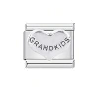 M&S - Catena di sicurezza per mamma, papà, nipote, sorella, zia, famiglia, stella, luna, in acciaio inox, 9 mm, compatibile con braccialetti Nomination, 0, Metallo, Nessuna pietra preziosa