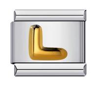 M&S - Ciondolo con lettera dell'alfabeto A-Z, 9 mm, colore: oro e argento, compatibile con braccialetti Nomination, Metallo, Nessuna pietra preziosa