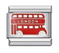M&S London - Ciondolo a forma di palma per compleanno, in acciaio inox, 9 mm, compatibile con braccialetti Nomination, I Love To Travel Holiday Heart Gold Red, Metallo, Nessuna pietra preziosa