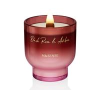 M&SENSE 270g Candela Profumata Rosa Scura e Ambra con Stoppino Legno - 55h Cera Soia, Regalo Lusso per Donne, Aromaterapia Relax Vetro Affusolato