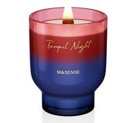 M&SENSE 470g Grande Candela Profumata Notte Tranquilla con Stoppino Legno Scoppiettante - 95h Durata Cera Soia, Non Tossica Aromaterapia in Barattolo Vetro Affusolato, Regalo Lusso per Donne