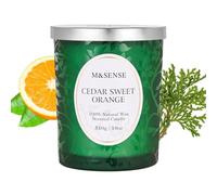 M&SENSE Candela Profumata Cedro e Arancia Dolce |510 g, Fino a 100 Ore di lunga combustione, candele profumate energizzanti |Ideale per ambienti domestici, regali compleanno donna