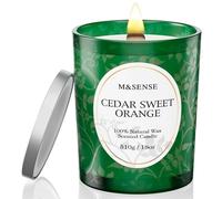 M&SENSE Candela Profumata Cedro e Arancia Dolce |510 g, Fino a 100 Ore di lunga combustione, candele profumate energizzanti |Ideale per ambienti domestici, regali compleanno donna