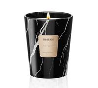 M&SENSE Candela Profumata Grande in Vetro 400g, Legno di Oud, 75h Combustione & 3 Stoppini, Cera Soia Naturale, Aromaterapia Rilassante, Regalo Festa Mamma, Vaso Marmo Moderno, Home Scented