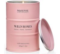 M&SENSE Candela profumata naturale rosa selvatica, 70 ore, candele di soia di lunga durata, 320 g, per aromaterapia di lusso, candele romantiche, regali di San Valentino