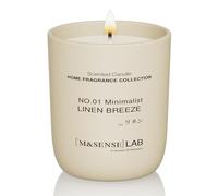 M&SENSE Candele alla Soia 150g in Vetro, Brezza di Lino, 30H Combustione, Cera Soia Naturale Candela Non Tossico, Aromaterapia Relax, Regalo di Lusso Donne & Mamma