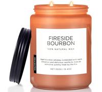 M&SENSE Candele Bourbon accanto al fuoco fortemente profumate. Candela a 2 stoppini in barattolo da 550 g. Durata 110 ore. Candela di soia naturale organica per camera, cucina e decorazione domestica