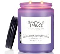 M&SENSE Candele di soia Santal Spruce profumate per la casa. 550 g. Durata 110 ore. Candela di aromaterapia regalo per alleviare lo stress, meditazione e spa rilassante. Candela al pino profumata