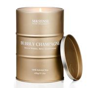 M&SENSE Candele grandi per la casa profumate allo champagne, candele regalo per donne e uomini, candele di soia naturali, regali per la casa, 120 ore di combustione, 600g