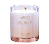 M&SENSE Candele Profumate alla Rosa - 300g, 60 Ore di Combustione | Candela di Lusso in Barattolo per Donne, Perfetta come Regalo di San Valentino | Aromaterapia in Cera di Soia Naturale