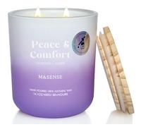 M&SENSE Candele Profumate Soia Lavanda Ambra |400g, Profumo Caldo e Terapeutico 80 Ore, Candela per Serate Relax, Regalo Antistress per Insonnia e Benessere Olistico