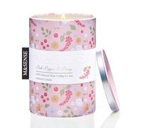 M&SENSE Candele Profumate Soia Pepe Rosa e Peonia 320g, Candela di Design 60 Ore, Atmosfera Calda e Accogliente - Candele Decorative per Soggiorno, Regalo Donna