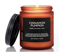 M&SENSE Candele Profumate Soia Zucca alla Cannella 200g, Aroma Dolce e Speziato, Perfetta per l’Autunno, 50 Ore di Combustione, Candela Naturale per Soggiorno, Regalo Comfort e Relax