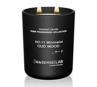 M&SENSE Grande Candele alla Soia 470g in Vetro, Legno di Oud, 110H Combustione, Naturale Candela Non Tossico, Doppio Stoppino in Cotone, Aromaterapia Relax, Regalo di Lusso Donne & Mamma