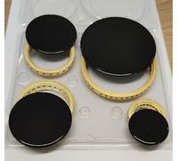 M SHOP ITALIA Kit Corone e Piattelli per Piano Cottura, 4 Corone in Ottone e 4 Piattelli Lucidi Neri, Compatibile con Lofra Nardi Samet, per Gas Naturale e GPL (aux + 2 medi + rapido)