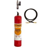 M Shop Italia R290 bombola 370 gr. + tubo 90cm 1/4"F-1/4"F con premivalvolina per ricarica Frigoriferi asciugatrici cantinette