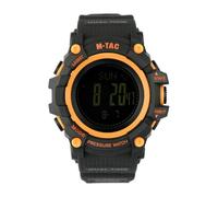 M-Tac Adventure - Orologio digitale da uomo, stile tattico robusto con display LED multifunzionale, impermeabile da 3 ATM, Nero / Arancione, Digitale