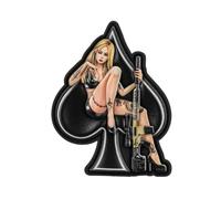 M-Tac Lady of Spades Patch PVC - Pin-Up Design, donna forte e sicura di sé con moschettone, effetto 3D, chiusura in velcro, perfetta per zaini, giacche, borse e attrezzature, 80 x 50 mm, nero
