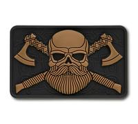 M-Tac Patch tattica per barba e teschio - Patch morale per equipaggiamento militare per abbigliamento, giacche, zaini, cappelli con gancio (nero/coyote)