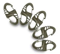 M-Tac Piccolo moschettone in plastica doppia clip Dual Mini S Hook Biners confezione da 5, verde oliva, taglia unica