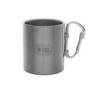 M-Tac Tazza termica da 280 ml con moschettone - Tazza da campeggio in acciaio inox - Tazza termica per esterni con isolamento a doppia parete - leggera e robusta per escursioni, viaggi, bushcraft